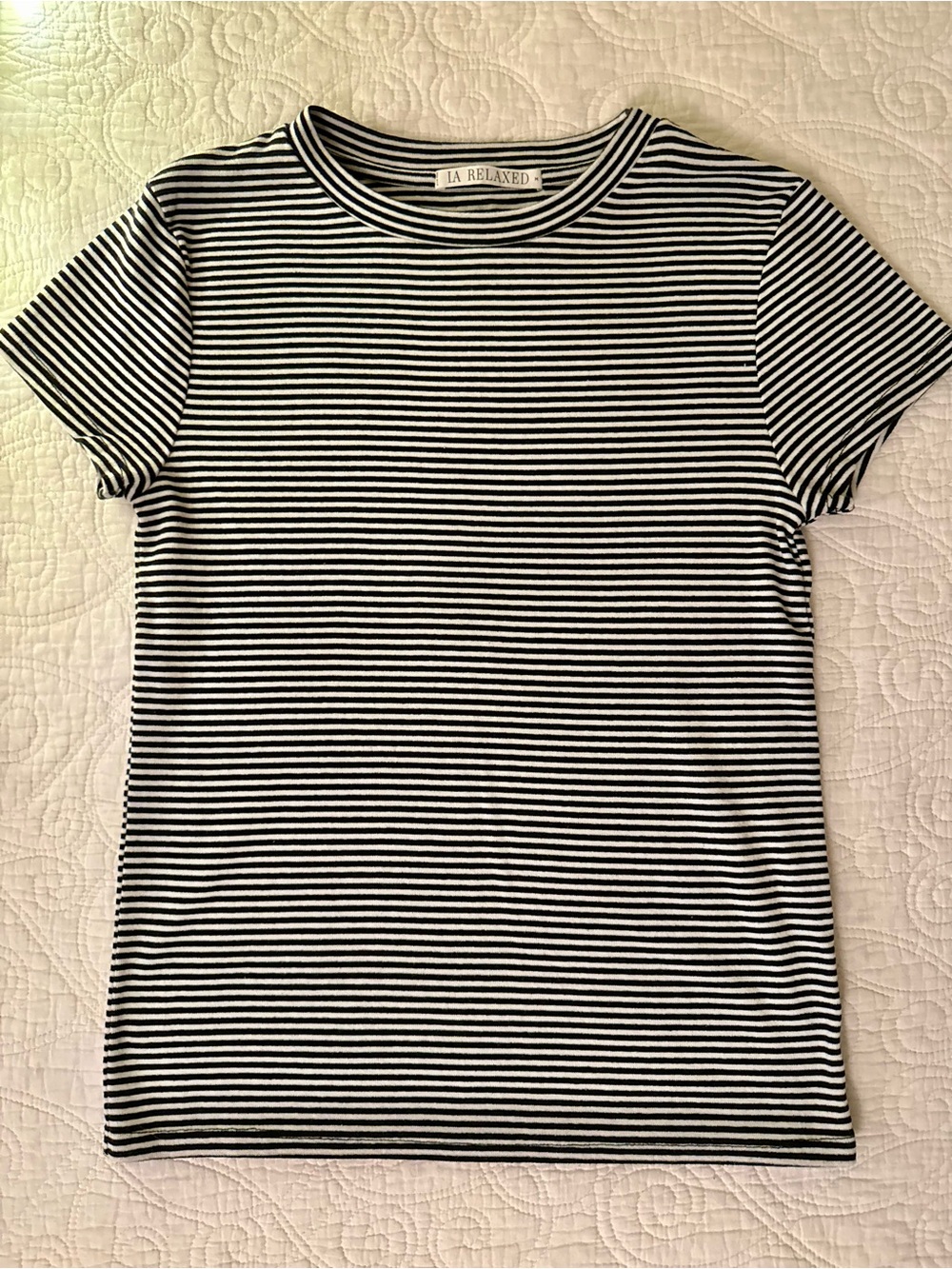 La Relaxed Black & White Striped Short Sleeve Tee